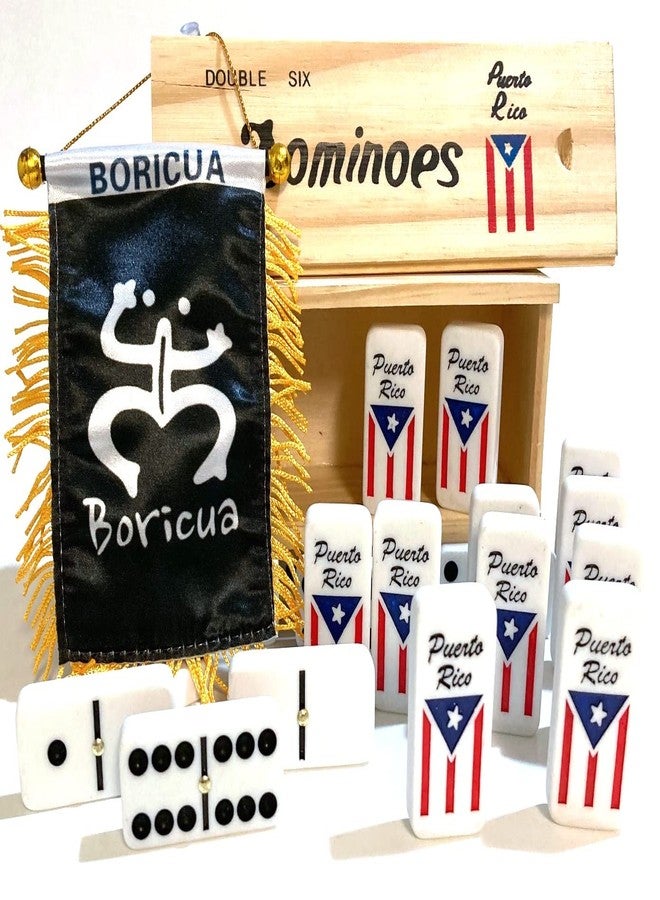 PRK 14 Puerto Rico Dominoes Double six Boricua Classic 2pc Dominoes and Puerto Rico Mini Flag - Image 3